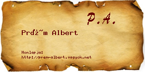 Prém Albert névjegykártya